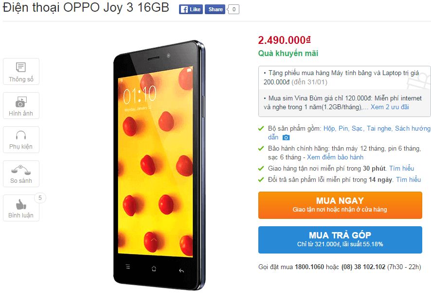 OPPO Joy 3 bản 16 GB lên kệ OPPO Joy 3 bản 16 GB lên kệ