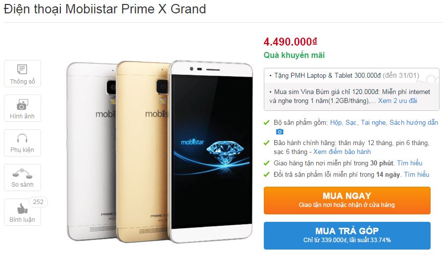 Prime X Grand có giá 4,49 triệu đồng Prime X Grand có giá 4,49 triệu đồng