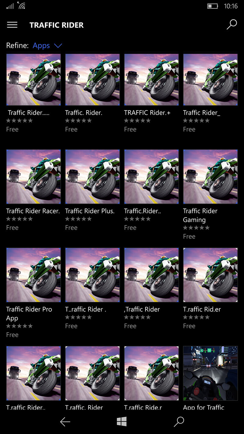 Khi tìm kiếm game Trafic Rider