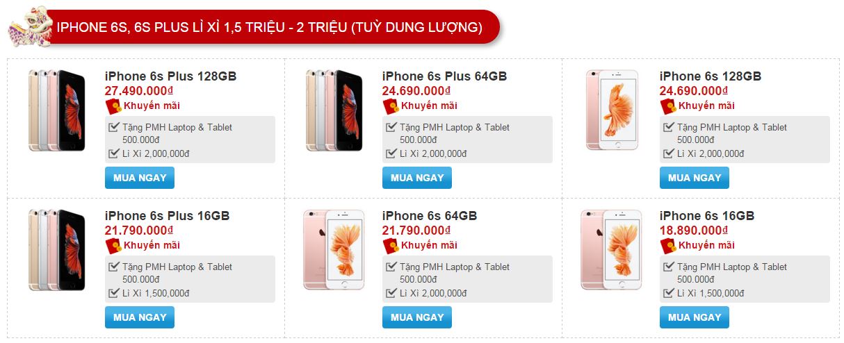 iPhone 6s/6s Plus giảm giá