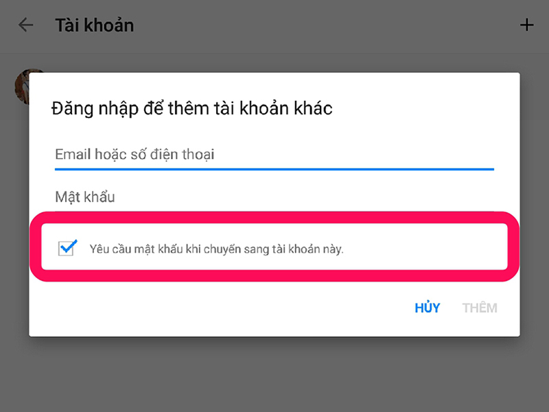 Bước thứ hai để chuyểnt tài khoản trên Messenger
