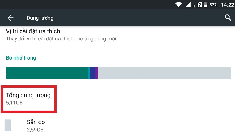 Thông tin bộ nhớ trong của smartphone