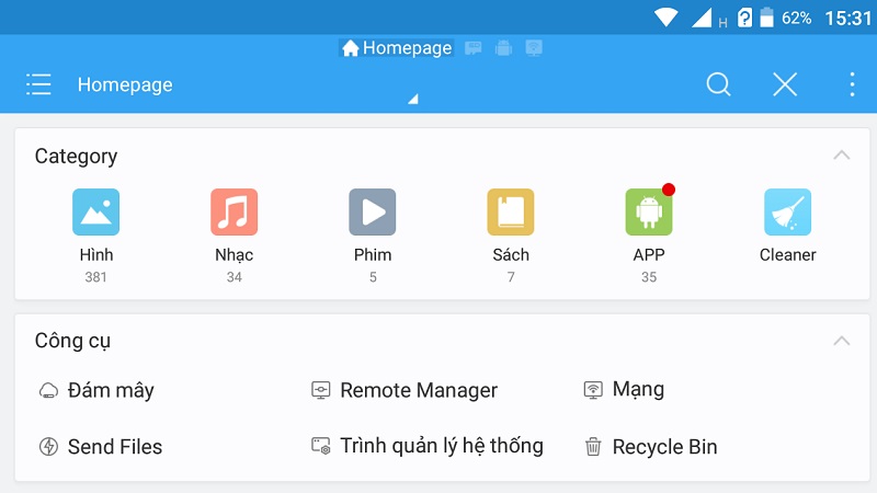 Cài đặt trình quản lý dữ liệu ES File Explorer File Manager