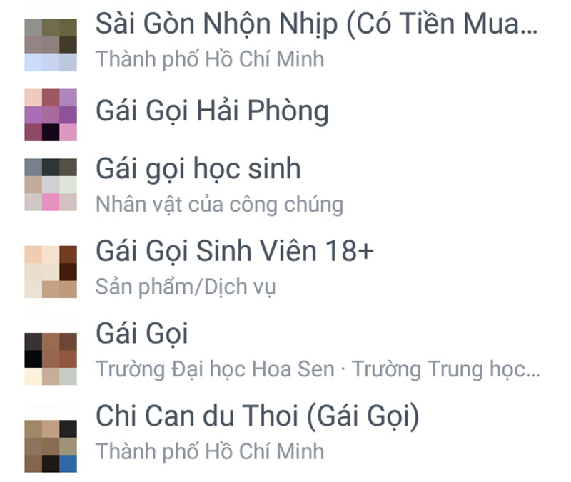 Những group với dịch vụ nhạy cảm Những group với dịch vụ nhạy cảm