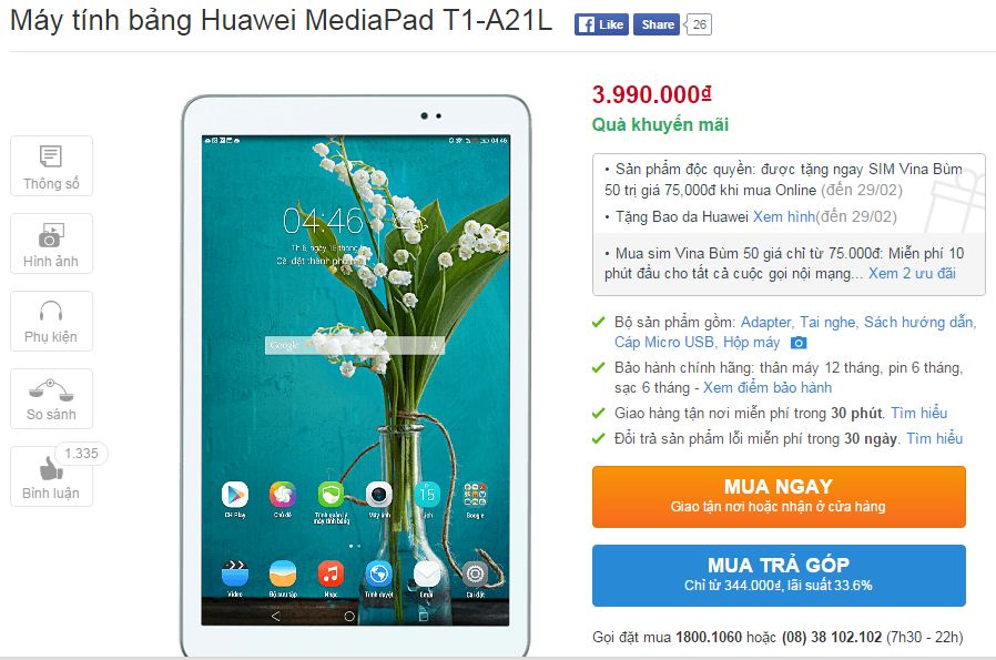 MediaPad T1-A21L giảm giá MediaPad T1-A21L giảm giá
