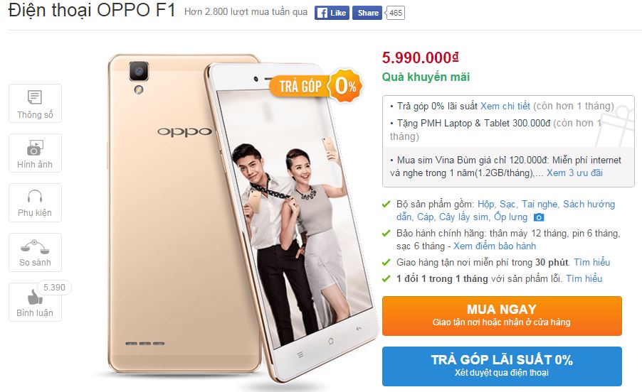 OPPO F1 giảm giá OPPO F1 giảm giá