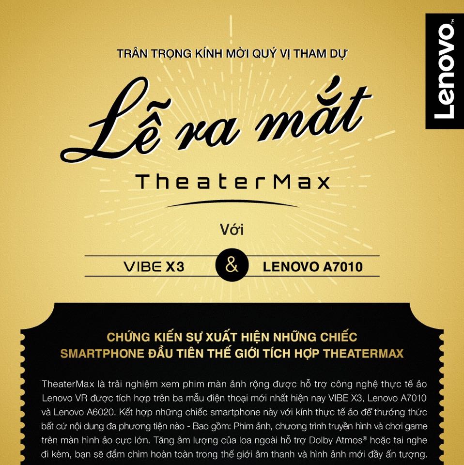 Thư mời ra mắt TheaterMax của Lenovo