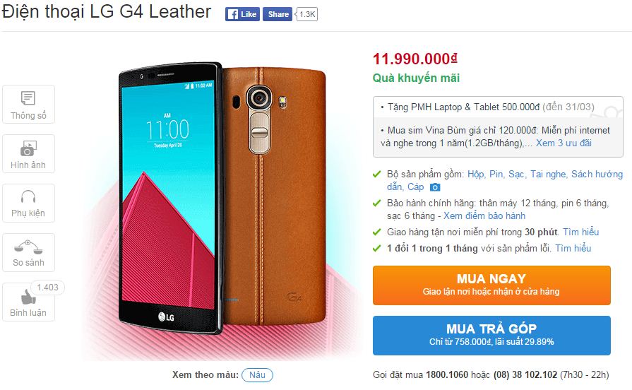 LG G4 giảm giá