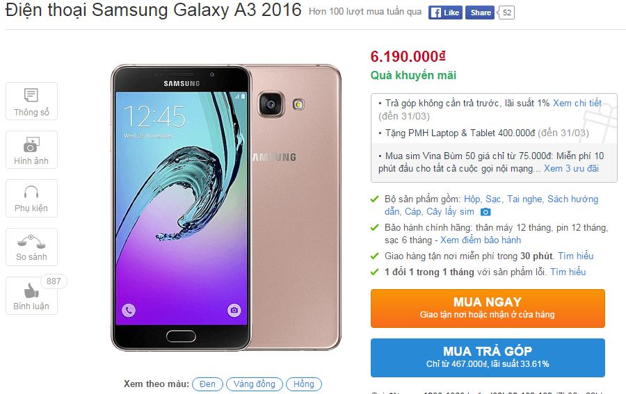 Galaxy A3 2016 lên kệ Galaxy A3 2016 lên kệ