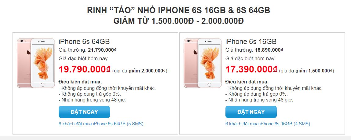 iPhone 6s giảm giá