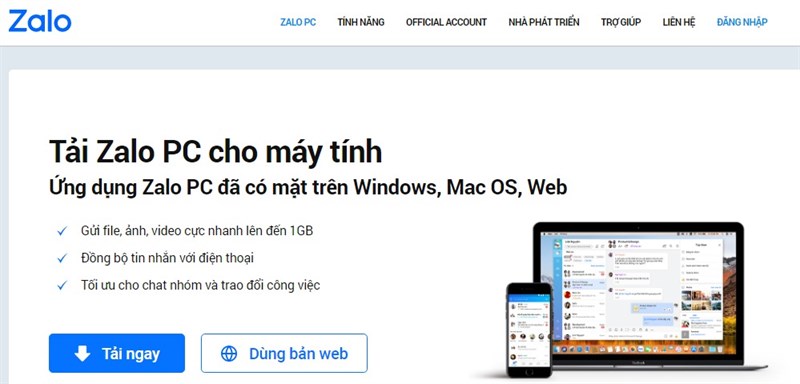 Sử dụng Zalo trên máy tính hoặc nền web