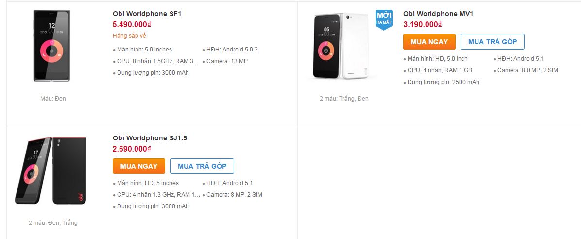 3 mẫu smartphone của Obi Worldphone lên kệ Thế giới di động 3 mẫu smartphone của Obi Worldphone lên kệ Thế giới di động