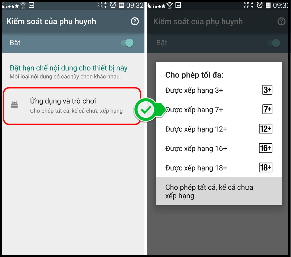 chạm vào mục ứng dụng và trò chơi để thiết lập độ tuổi cần hạn chế. chạm vào mục ứng dụng và trò chơi để thiết lập độ tuổi cần hạn chế.