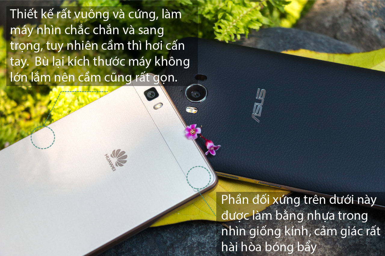 Mặt lưng Huawei P8 Lite và Asus Zenfone Max