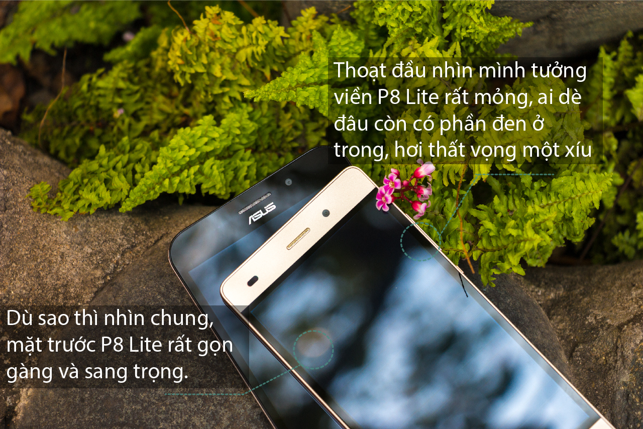 Mặt trước Huawei P8 Lite và Asus Zenfone Max