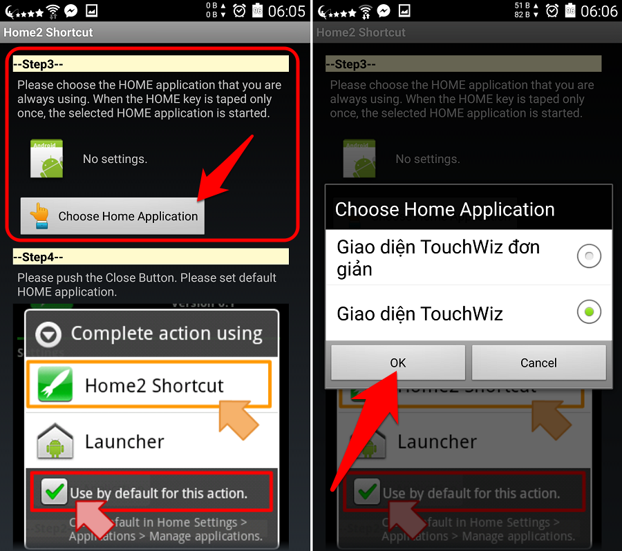 chọn đúng Launcher (ứng dụng giao diện) mà bạn đang sử dụng chọn đúng Launcher (ứng dụng giao diện) mà bạn đang sử dụng