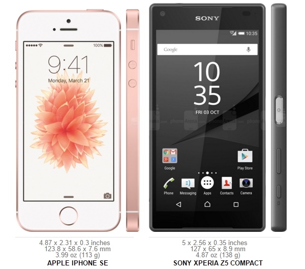 iPhone SE với Xperia Z5 Compact iPhone SE với Xperia Z5 Compact