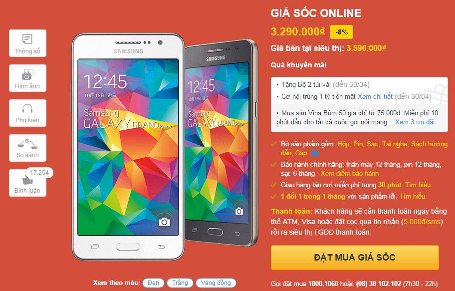 Galaxy Grand Prime giảm giá