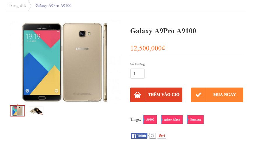 Giá bán Galaxy A9 Pro