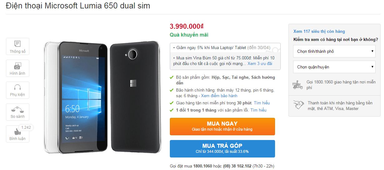 Lumia 650 lên kệ