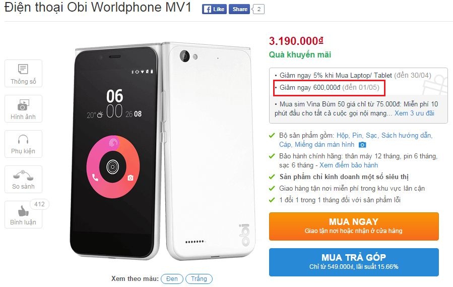 Giảm giá 600 ngàn đồng