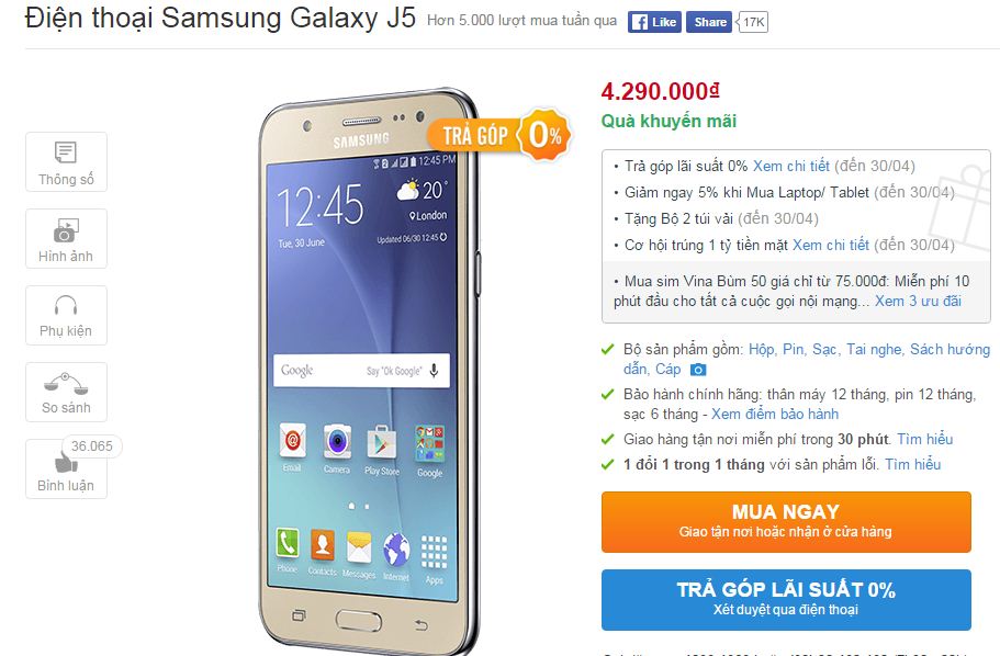 Sau Galaxy J7 đến lượt Galaxy J5 cũng được hạ giá nhẹ nhàng Sau Galaxy J7 đến lượt Galaxy J5 cũng được hạ giá nhẹ nhàng