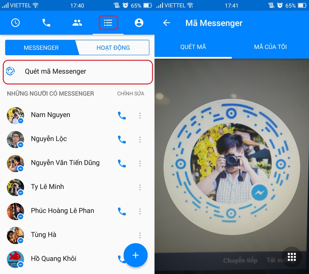 Facebook Messenger công cụ