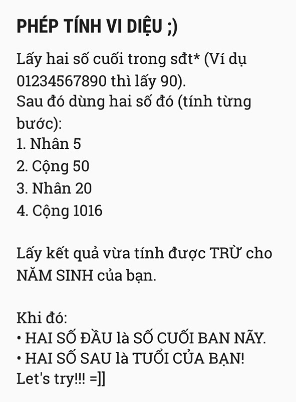 [Vui] Thử tính tuổi qua số điện thoại, hãy thử xem đúng không!