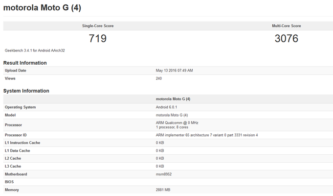 Thông tin Moto G4 trên GFXBench Thông tin Moto G4 trên GFXBench