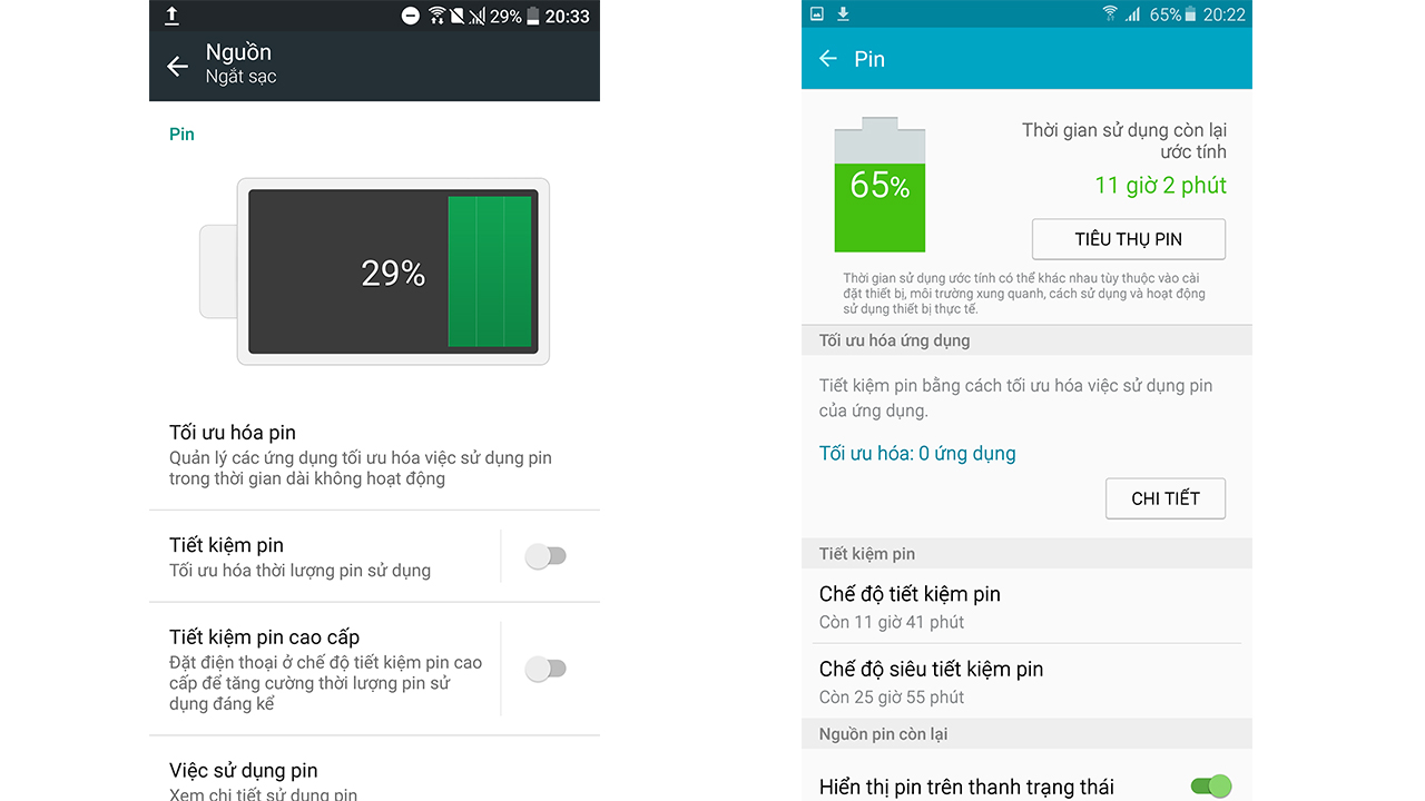 Thơi lượng pin HTC 10 và Note 5