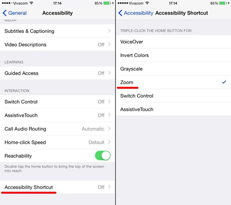 Accessibility Shortcut