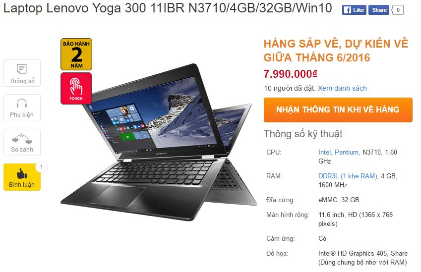 Đặt hàng laptop biến hình, màn hình cảm ứng Lenovo nhận nhiều quà tặng hấp dẫn