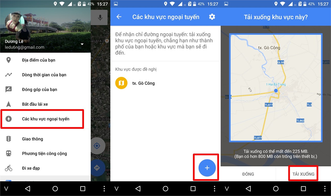 Tải dữ liệu Google Maps ngoại tuyến