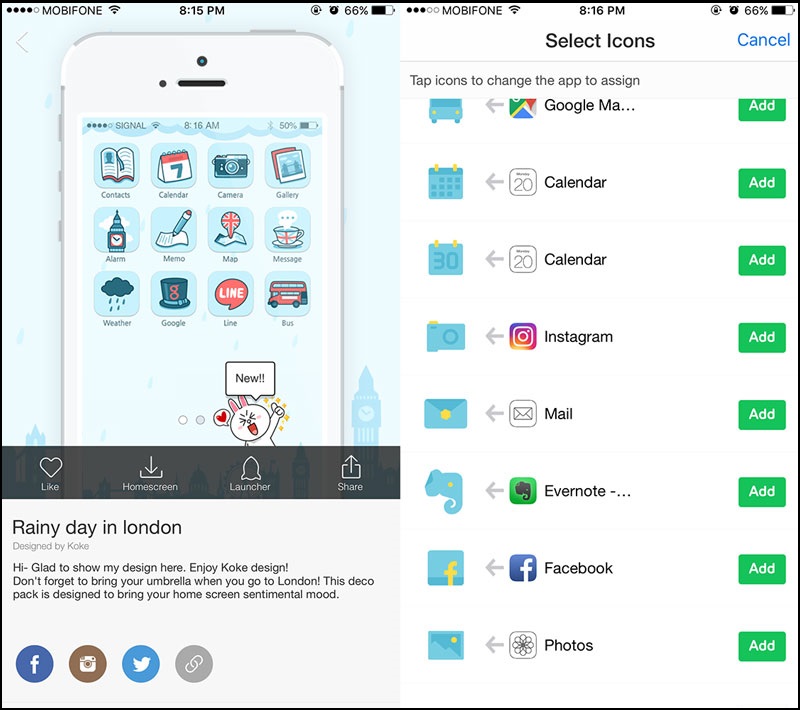 line deco Thay đổi themes không cần jailbreak iPhone