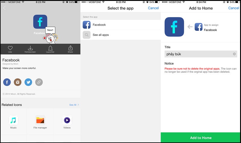 line deco Thay đổi themes không cần jailbreak iPhone