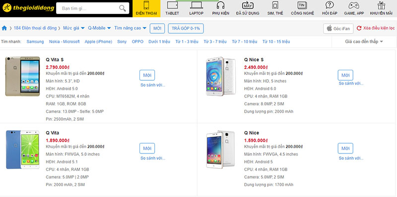 Smartphone Q-mobile 2016 Smartphone Q-mobile 2016