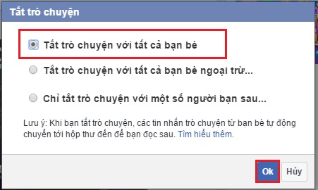 Tắt trò chuyện với tất cả bạn bè