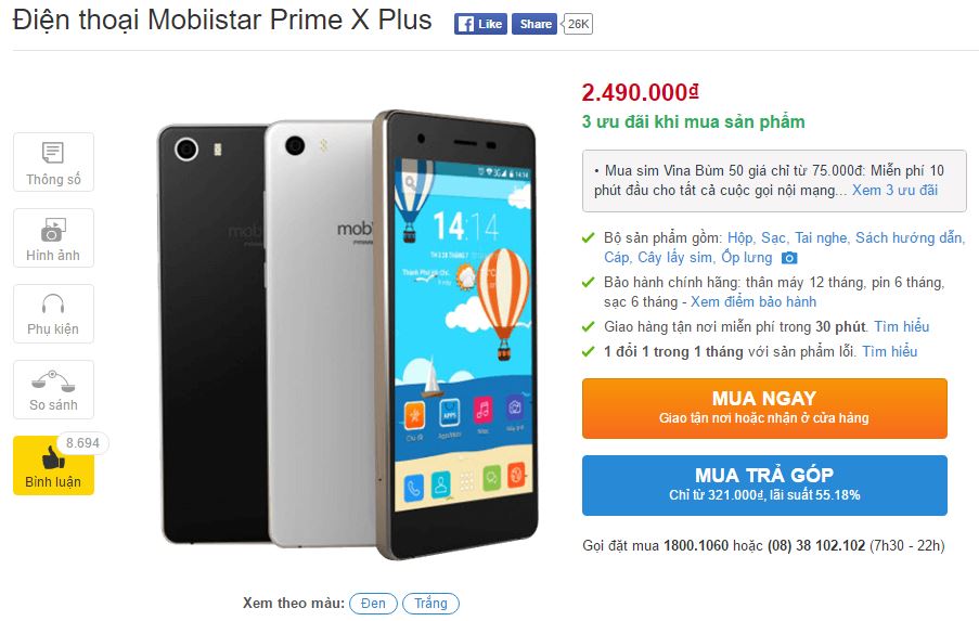 Smartphone giá rẻ Prime X Plus với thiết kế hấp dẫn được giảm giá mạnh