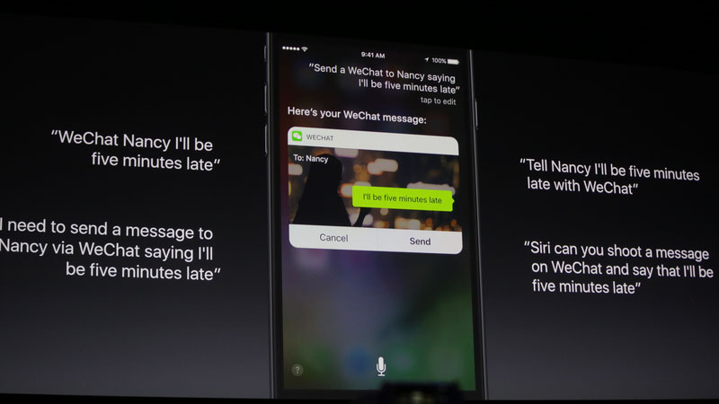Siri trên iOS 10 Siri giờ đây sẽ hỗ trợ những ứng của bên thứ ba, như WeChat