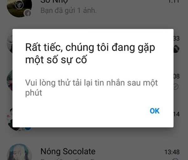 Facebook Messenger sập mạng trong 30 phút