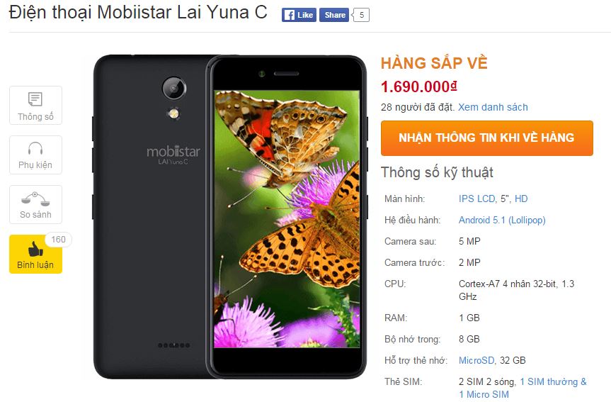 Smartphone Việt với màn hình 5 inch giá 1.7 triệu chuẩn bị lên kệ TGDĐ