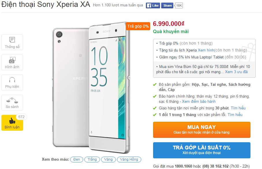 Xperia XA viền siêu mỏng chính thức lên kệ TGDĐ, trả góp 0% Xperia XA viền siêu mỏng chính thức lên kệ TGDĐ, trả góp 0%