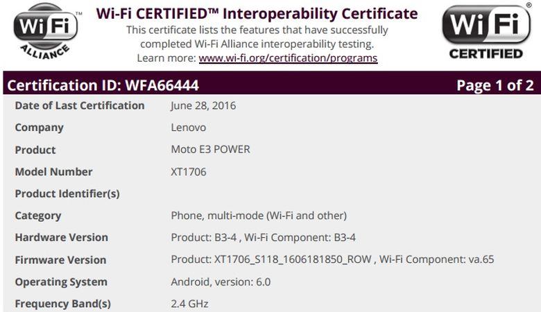 Smartphone giá rẻ Moto E3 đạt thêm chứng nhận, chuẩn bị 