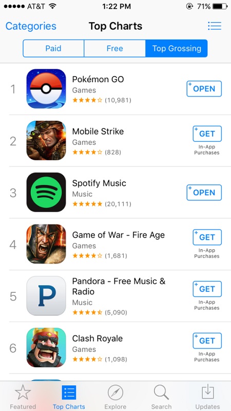 Tính đến ngày 11/7, đã có 7,5 triệu lượt tải về từ App Store Tính đến ngày 11/7, đã có 7,5 triệu lượt tải về từ App Store
