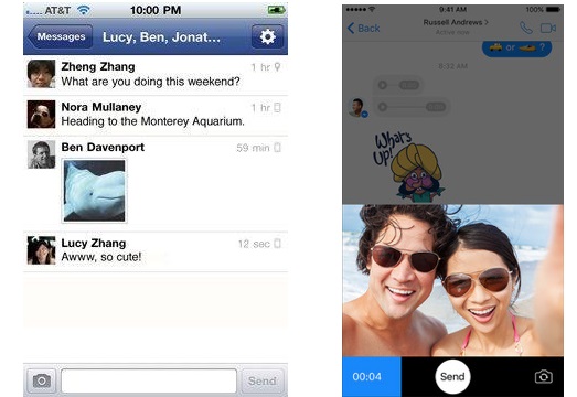 Giao diện Messenger gốc (trái) và hiện tại Giao diện Messenger gốc (trái) và hiện tại