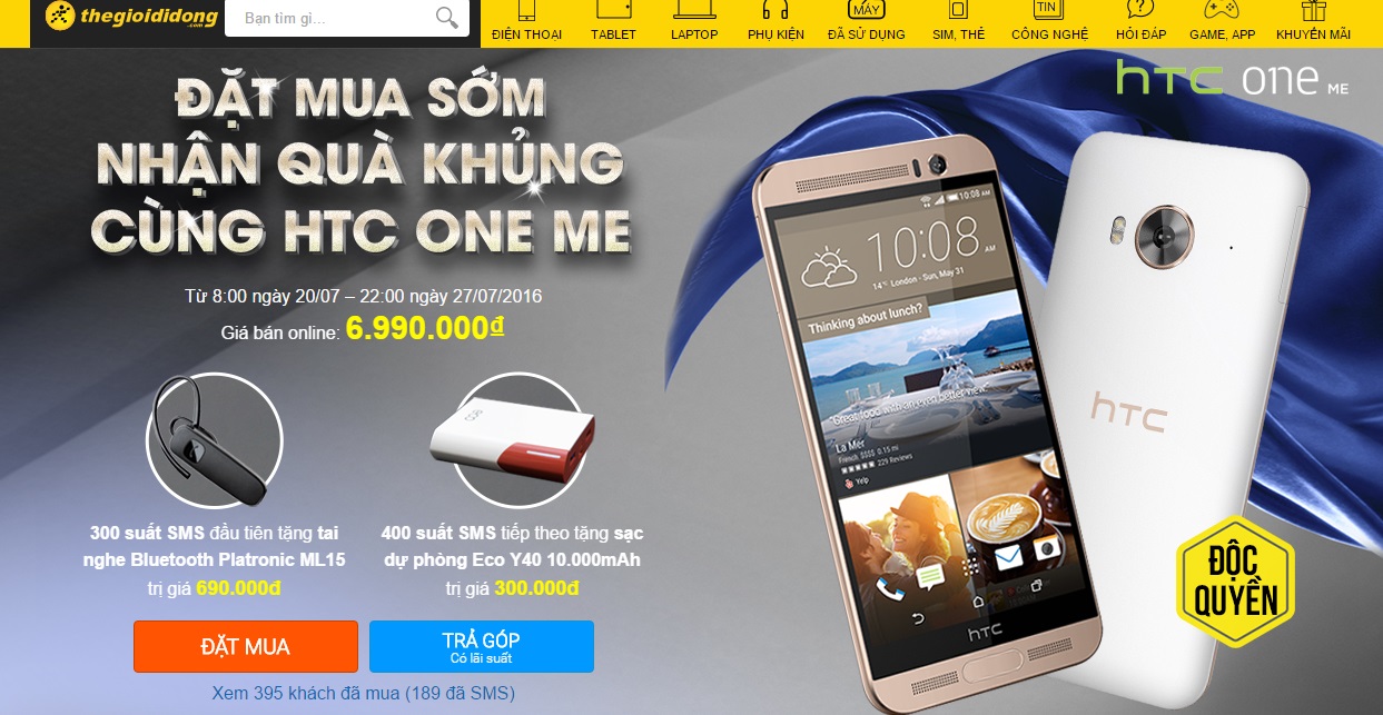 Đặt mua sớm nhận quà khủng cùng HTC One ME