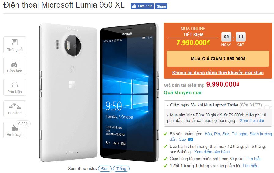  Lumia 950 XL giam gia