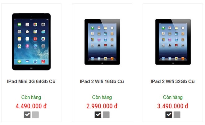 Nhiều mẫu iPad đời cổ có giá bán khá thấp, hấp dẫn người mua