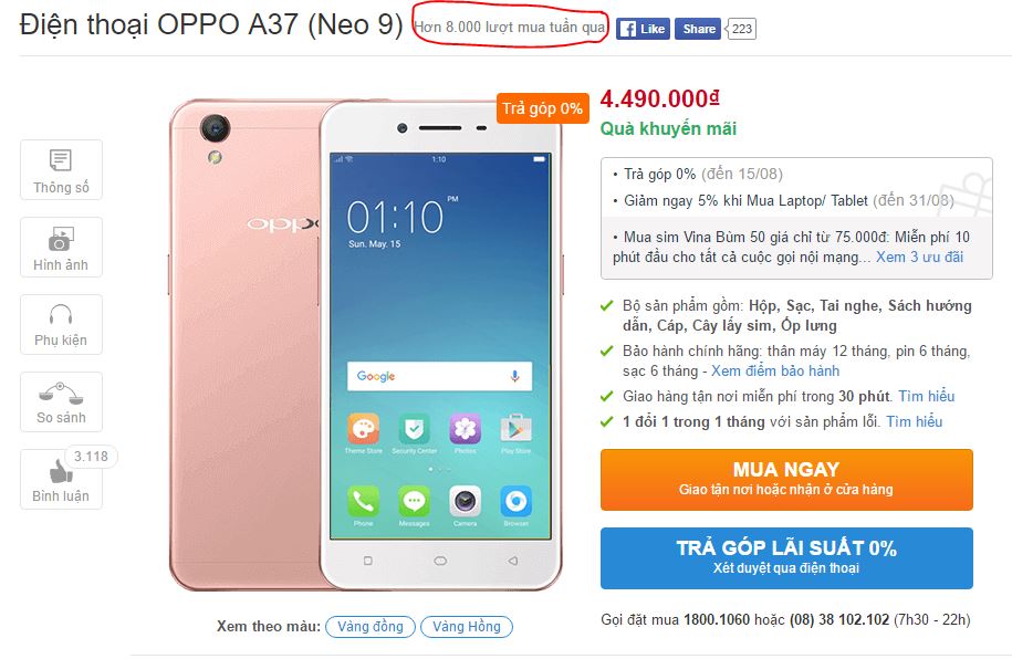 OPPO A37 bán được tới 8.000 chiếc trong một tuần tại TGDĐ OPPO A37 bán được tới 8.000 chiếc trong một tuần tại TGDĐ