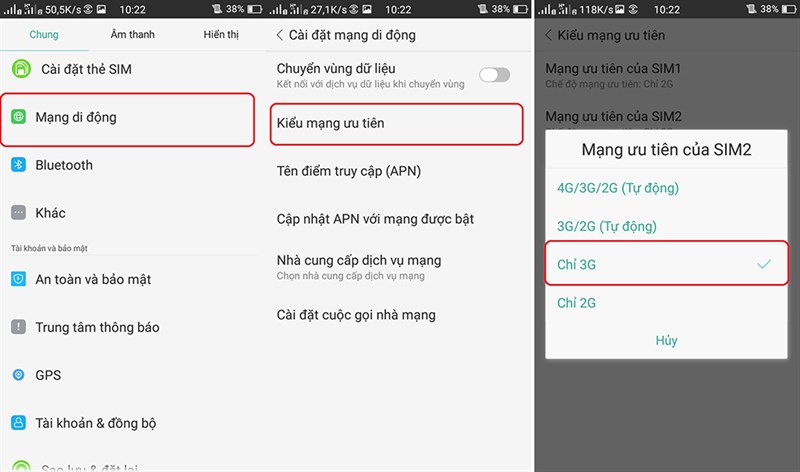 Vào mạng 3G chậm, không hiển thị H+ hoặc 3G Vào mạng 3G chậm, không hiển thị H+ hoặc 3G